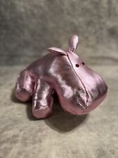 Leather Hippopotamus Rose Gold Toy, Sitting position, Handmade Made In USA picture