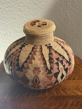 Vintage 1992 Zulu Basket South Africa Lidded Handwoven African Coil Basket 10” picture