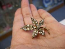 Vintage Art Deco Style Rhinestone Leaf Shape Pin Brooch A147 picture