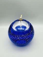 Handmade Cello Art Glass Oil Burner Lamp Blue With Silver Confetti  picture