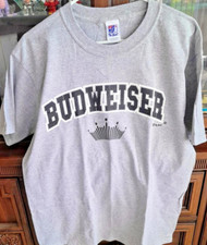 BUDWEISER CROWN T-SHIRT - LARGE - GREY - NEVER WORN picture