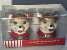 Transpac Vintage Retro Reindeer Salt & Pepper Shaker Set 2-PC New in Box picture