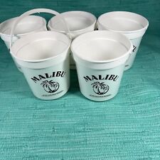 Lot Of 5 White Malibu Rum Buckets Plastic reusable New  5” Tall 4.5” Wide S1 picture