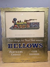 Rare Bellows Whiskey Train Locomotive Advertising 1880 Ten Wheel Locomotive Sign picture