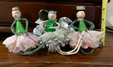 Vintage 1950s Holt Howard ? Noel Tulle 3ea Pipe Cleaner Christmas Ornament Japan picture