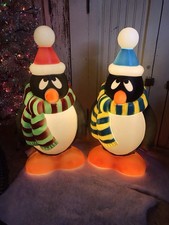 Blow Mold Chilly Willy Christmas Penguins General Foam PAIR Lighted New picture