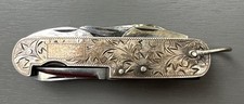 Antique small 8 tool sterling & stainless multi-tool pocket knife Japan AS-IS picture