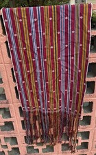 Vintage Bhutanese Rachu Handwoven Silk Cotton Shawl Textile 8.5’ x 18.5” picture