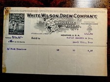 🍅 1906 Memphis TN Puck Brand 🥫 Tomatoes Billhead White Wilson Drew Co $9.50 picture
