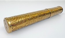 Golden Brass Engraved Cigar Tube Case Tubos Metal Portable Travel Storage Holder picture