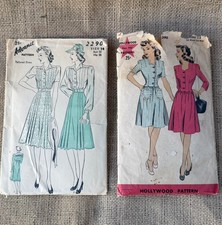 ⁠Lot 2 Vtg 1940s Dress Sewing Patterns Hollywood & Advance 2290 Size 14 Bust 32⁠ picture
