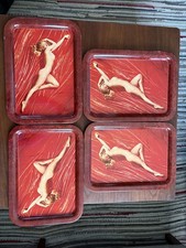 Vintage Marilyn Monroe, A New Wrinkle Metal Serving Trays Set of 4. 17x12 picture