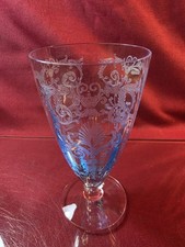 Fostoria Versailles Azure Blue Etched 9oz Footed Tumbler 5 1/4 #278 1930s picture