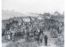 1921 Traveling Circus Big Top Tents Wagons Crowd Boston Glass Negative OOAK picture