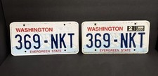 Washington License Plate Pair w/ Sticker Evergreen🌲State, 369-NKT picture