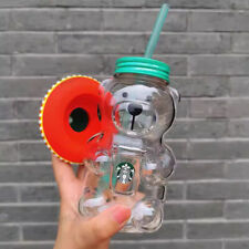 New Starbucks Latin American Glass Bear Bottle With Bear Tumbler picture