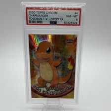 Topps Pokémon 2000 Chrome T.V. Spectra-Chrome Hologram #4 Charmander PSA 8 picture