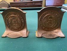 2 Vintage University Of Michigan Brass Bookend~1940's~Bronze picture