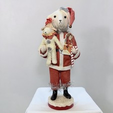 Bethany Lowe by Vickie Smyers Christmas Santa Bear with Teddy Primitive Folk Art picture
