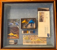 Christo The Umbrellas 1991 Signed Check Envelope Fabric Shadow Box California picture