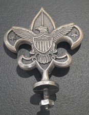 Vintage BSA Boy Scouts of America Metal Flag Pole Topper Finial Fleur-de-Lis 6oz picture