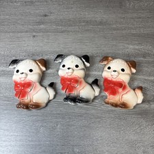 Vintage 1975 Miller Studios Lot Of 3 Chalkware Wall Plaques Dogs Puppies picture