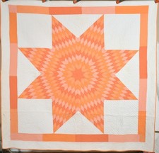 Well Quilted Vintage 30's Lone Star Antique Quilt ~Nice Sunset Colors picture