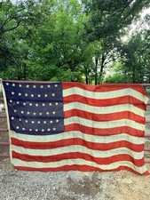 Antique 45 Star American Flag 1896-1908 Wool Bunting Iron Ring Header 92x57 picture