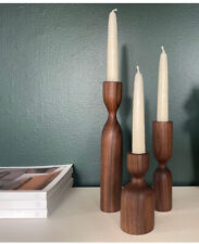 Wooden Scandinavian Candlestick Holders Set of 3, Minimalist Scandinavian Style picture