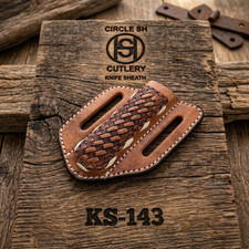 Western Leather Sheath Saddle Brown Pancake Belt Loop Vertical Carry Trapper picture