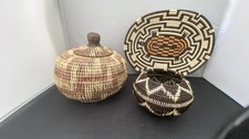 Authentic Panama Wounaan Embera Rainforest Baskets Lot 3 Turtle Tray Lid Bowl picture