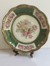 ANTQ 1909 GERMANY UNGER & SCHILDE“THREE CROWN CHINA”MARK 12” HAND PAINTED PLATE picture