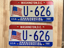 1981 Washington, D.C. Presidential Inauguration License Plate U-626 USA Reagan picture