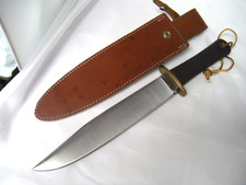 Vintage Cold Steel Trail Master Carbon V Bowie Knife USA Stamped leather sheath picture