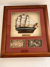 Cutty Sark 1869 3D Model Ship Wood Frame &Matted Wall Décor Shadow Box w/ Shells picture