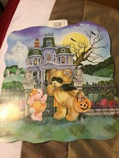Vintage Gibson HALLOWEEN HAUNTED HOUSE, Rabbit, Pumokins DIE CUT 16