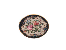 Vintage Schildkraut Petit Point Floral Compact Genuine Handmade Needlepoint Oval picture