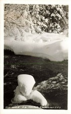 SNOW WINTER CREEK VIEW REAL PHOTO POSTCARD ST STE ADELE QUEBEC CANADA 1940s RPPC picture