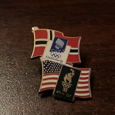 Vintage Olympic Winter Games 1994 Lillehammer Atlanta Summer 1996 Lapel Hat Pin picture