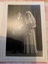 VTG Wedding Photo Bride Groom Dress Veil Flower George Weaks Carmarthen Wales picture