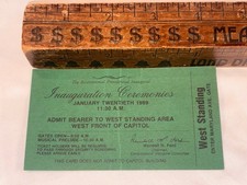 1989 GEORGE H.W. BUSH PRESIDENTIAL INAUGURATION TICKET CAPITOL STANDING PASS VTG picture