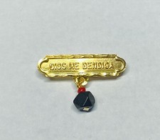 10Kt Yellow Gold Dios Me Bendiga with Genuine Azabache Baby Pin picture