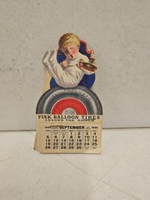 Antique 1926 Fisk Balloon Tires Advertising Die Cut Easelback Calendar Sign picture