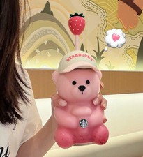 2026 HOT Starbucks Bearista Bear cold Cup Tumbler Strawberry Topper Baseball Cap picture