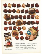 1958 KRAFT FUDGIES Vintage Print Ad Halloween Trick or Treat Whitney Darrow Art picture