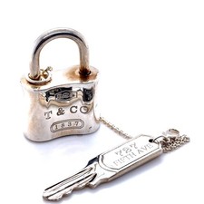 Authentic Tiffany & Co Sterling Silver 1837 Padlock Key Chain 52.54g RRP $1,399* picture