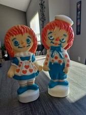 Vintage 1960s Raggedy Ann & Andy Coin Banks - Rare Soft Rubber Vinyl Edition picture