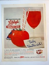 Vintage 1960 Libby's Tomato Juice Food Advertisement Print Ad picture