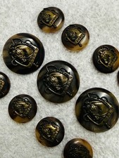 Vintage RALPH LAUREN Horse Head Equestrian Brown Plastic & Metal Button Set picture