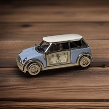 Xanadu Vintage Blue and White Mini Cooper Style Car Desk Clock Quartz Untested picture